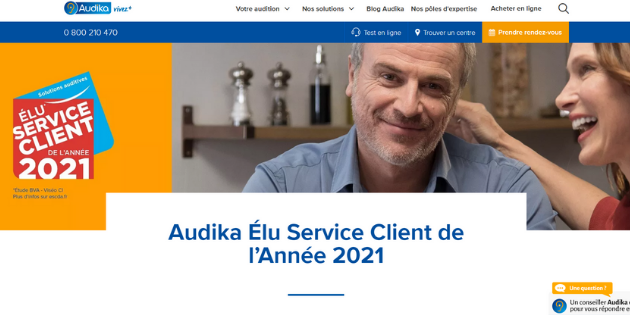 Audika élu Service client de l’année 2021 dans la toute nouvelle catégorie Solutions auditives