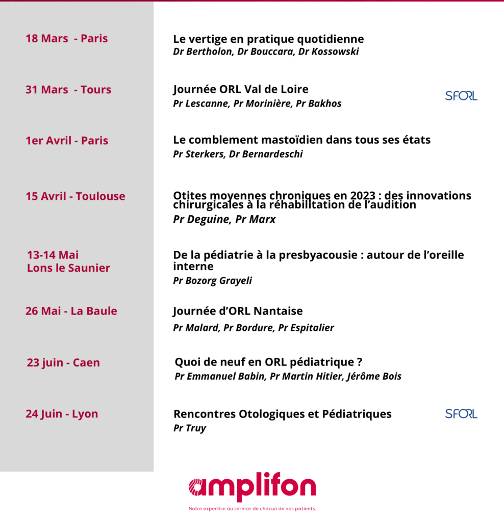 Amplifon,formations,ORL,régions,audition,otologie,pédiatrie,oreille